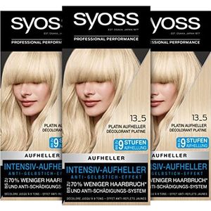 Syoss Color Coloration 13_5 Platina Whitender, niveau 3 (3 x 157 ml), haarkleur voor maximaal 9 niveaus lichter maken, met anti-vergelingseffect en tot 70% minder haarbreuk