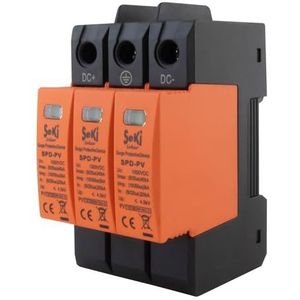 SeKi T1+T2 3P overspanningsbeveiliging bliksembeveiliging voor zonne-energie PV; 1000 V DC, 40 kA voor DIN DIN-rail; beschermingsklasse B + C (T1 + T2)