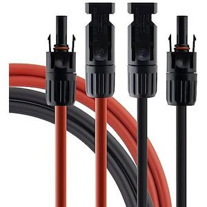 SeKi Zonnekabel 4 mm² rood/zwart - 2,5 m met gemonteerde MC4-compatibele stekkers; verlengkabel; PV-kabel; aansluitset 1 x rood + 1 x zwart