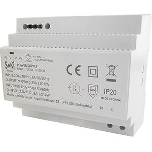 SeKi DIN-rail voeding H-150-24 - 24V - 6,25A - 150W DIN rail - DIN-rail voeding/voeding/transformator