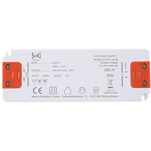SeKi LED Voeding L-30-24 - 24V - 1,25A - 30W; LED Driver - Transformer - Voeding - Driver - Trafo, Wit