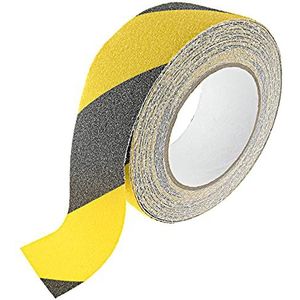 SeKi Antislip plakband zwart/geel, 50 mm x 10 m, anti-slip veiligheidsband voor trappen, treden, tegels, leuningen, ladders of vloerbedekkingen; antislipstrips zelfklevend