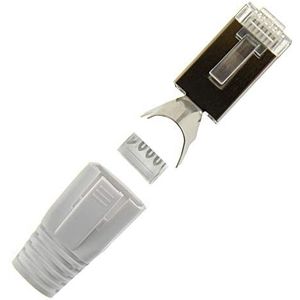 SeKi 10x netwerkstekker wit CAT 7 6A 5 RJ45 LAN netwerk krimp stekker knikbescherming