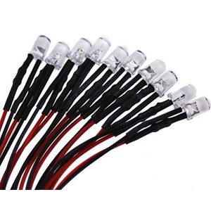 10 x 5 mm led, 24 volt, groen; met 20 cm aansluitkabel en geïntegreerde weerstand