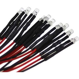 10 x 3 mm led, 5 volt, geel; met 20 cm aansluitkabel en geïntegreerde weerstand