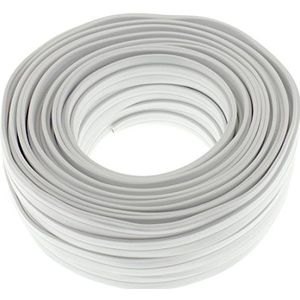 Platte kabel voor luidspreker 2 x 2,5 mm² - wit - 25 m - CCA - audiokabel - box