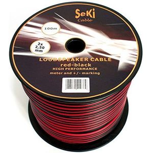 SeKi Luidsprekerkabel 2 x 2,50 mm² - 100 m - rood/zwart - CCA - audiokabel - luidsprekerkabel
