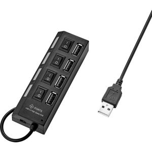 Renkforce USB 2.0-hub 4 poorten Individueel Schakelbaar Zwart