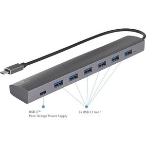Renkforce USB 3.1 Gen 1-Hub 6+1 Poorten - Aluminium - Zilver