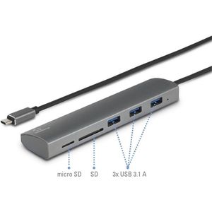 Renkforce USB 3.2 Gen 1 Hub - 3 Poorten - SD Kaartlezer - Zilver