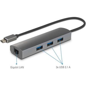 Renkforce Netwerkadapter/Hub 1 GBit/s USB-C LAN USB 3.2 Gen 1