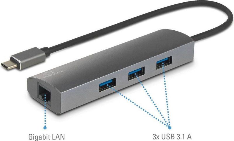 Renkforce Netwerkadapter/Hub 1 GBit/s USB-C LAN USB 3.2 Gen 1