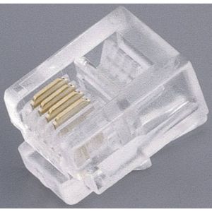 TRU COMPONENTS Modulaire stekker TC-2525001 Stekker, recht Aantal polen: 6P4C Aantal polen 6P4C Transparant 100 stuk(s)