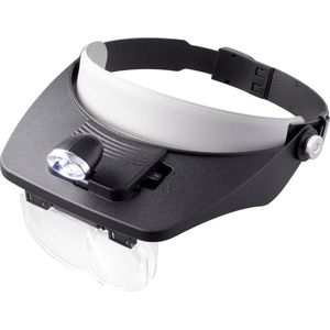 TOOLCRAFT TO-5137803 Hoofdbandloep Met LED-verlichting Vergrotingsfactor: 1.2 x, 1.8 x, 2.5 x, 3.5 x Lensgrootte: (l x