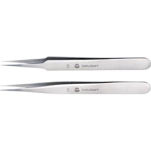 TOOLCRAFT TO-5861034 Pinzettenset 2 Stück Spitze, superfein 120 mm