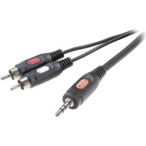 SpeaKa Professional SP-7869792 Cinch / Jackplug Audio Aansluitkabel [2x Cinch-stekker - 1x Jackplug male 3,5 mm] 10.00 m Zwart