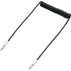 SpeaKa Professional SP-7870092 Jackplug Audio Aansluitkabel [1x Jackplug male 3,5 mm - 1x Jackplug male 3,5 mm] 1.00 m Zwart Spiraalkabel
