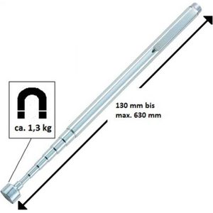 TOOLCRAFT TO-6541704 Magneetheffer in penvorm uittrekbaar 130 - 630 mm, 1,3 kg hefkracht Magneetheffer