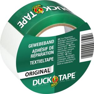 DUCK TAPE 106-05 Originele textieltape, zelfklevend plakband met waterdicht oppervlak, extra sterk voor binnen en buiten, 50 mm x 25 m, wit