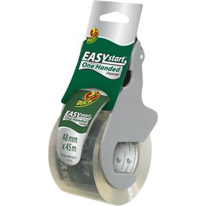 DUCK Easy Start Verpakkingstape – transparante tape voor zorgvuldig, snel verpakken met één hand – ook voor zware dozen – 48 mm x 45 m