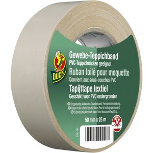 DUCK Textiel tapijtband - dubbelzijdige tape voor het verlijmen van tapijten - textieltape voor het bevestigen aan de achterkant van het tapijt - 50 mm x 25 m