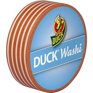 Duck Washi Band - extra dun plakband voor het inpakken en decoreren Oranje Stripes, 15 mm x 10 m