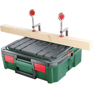 Bosch Workbox SystemBox met geïntegreerd werkbank-kussen (maat S, accessoires voor Bosch decoupeerzaag PST 700, in doos)