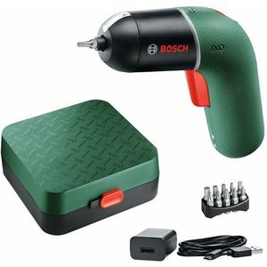 Bosch Home and Garden IXO accuschroevendraaierset (6e generatie), groen, met IXO-hoekbevestigingen en excentrische IXO-bevestigingen, traploos variabele snelheidsregeling