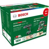 Bosch Accuboormachine Met Klopfunctie + Decoupeerzaag Toolkit Universalimpact 18v (2 Accu’s)