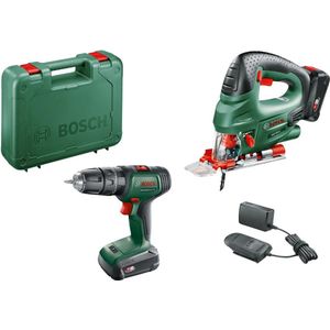 Bosch Accuboormachine Met Klopfunctie + Decoupeerzaag Toolkit Universalimpact 18v (2 Accu’s) | Boormachines