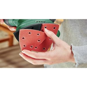Bosch Groen Accumultischuurmachine EasySander 18V-8 | Incl. 1-uurslader (AL 18V-20) + 1x 2,0 Ah accu +  3 schuurbladen (Red Wood) - 06033E3002