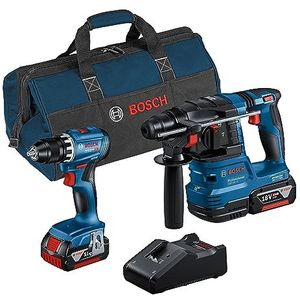 Bosch Kit18v:gsr 18v-45+gbh18v-22+2x4.0ah+gal1 Hammer Drill Zilver One Size / EU Plug