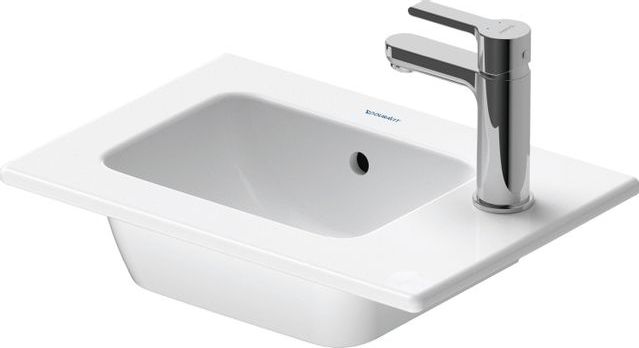 Duravit ME by Starck meubelfontein 43x30cm met 1 kraangat rechts met overloop met wondergliss wit 07234300001
