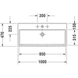 Duravit Vero air opzet wastafel met 2 kraangaten 100 x 47 cm. wit 2350100024