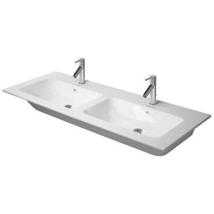 Duravit Me by starck dubbele wastafel 130x49cm 2 kraangaten met overloop wit 2336130000