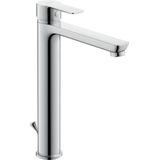 Duravit A.1 Wastafelkraan, maat XL (uitloop hoogte 237 mm), kraan badkamer met trekstang-afvoergarnituur, wastafelarmatuur, chroom