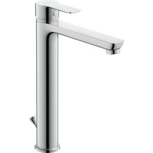 Duravit A.1 Wastafelkraan, maat XL (uitloop hoogte 237 mm), kraan badkamer met trekstang-afvoergarnituur, wastafelarmatuur, chroom