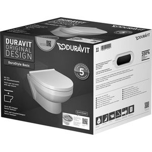 Duravit No. 1 compact en randloos hangtoilet met softclose toiletbril glanzend wit