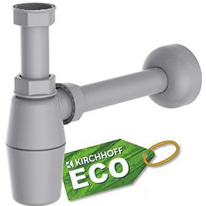 KIRCHHOFF Sifon ECO Save, duurzame afvoer, geurval van gerecycled kunststof, afvoergarnituur voor wastafel en wastafel, flessensifon, kopjessifon, afvoerpijp 98803049, grijs