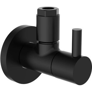 Schutte Design Hoekstopkraan van Messing | 1/2" x 3/8" of 10 mm | met Rozet| mat zwart - 98166120 - 98166120