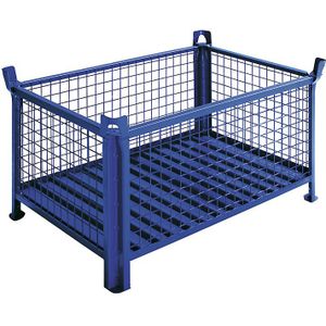 Heson Stapelbak met plaatstalen bodem, l x b = 1200 x 800 mm, blauw gelakt, vanaf 5 stuks