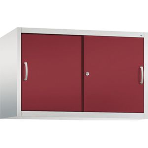C+P ACCURADO opzetkast met schuifdeuren, 1 legbord, h x b x d = 790 x 1200 x 500 mm, lichtgrijs/robijnrood