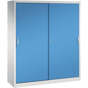 C+P ACURADO schuifdeurkast, 8 legborden, h x b x d = 1950 x 1600 x 500 mm, lichtgrijs/lichtblauw