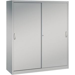 C+P ACURADO schuifdeurkast, 8 legborden, h x b x d = 1950 x 1600 x 500 mm, blank aluminiumkleurig