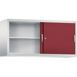 C+P ACCURADO opzetkast met schuifdeuren, 2 legborden, h x b x d = 790 x 1600 x 500 mm, lichtgrijs/robijnrood