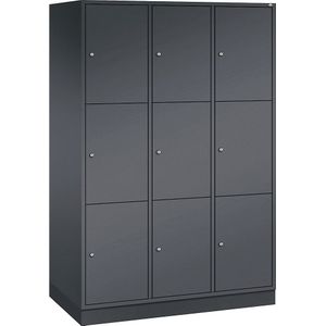 C+P Drievoudige locker Intro, 3 compartimenten, zwartgrijs, b x d = 1220 x 600 mm
