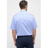 ETERNA - Blauw Effen Overhemd - 100% Katoen - Korte Mouwen - Kent Kraag