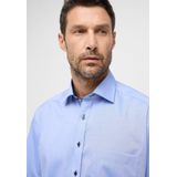 ETERNA - Blauw Effen Overhemd - 100% Katoen - Korte Mouwen - Kent Kraag