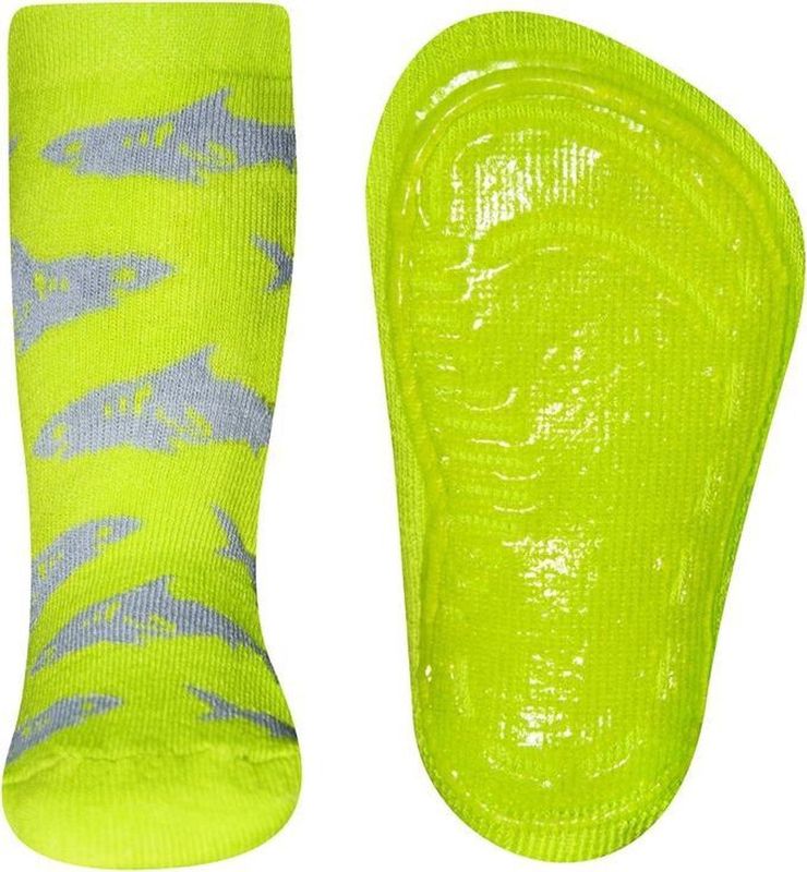 EWERS - Antislip Kindersokken - Fluor Groen - Haaien Print