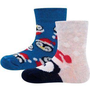 Dubbelpak Babysokken/Peutersokken Kerstpinguin - 19/22